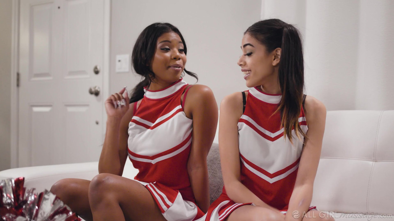 Two cheerleader and mature lesbian